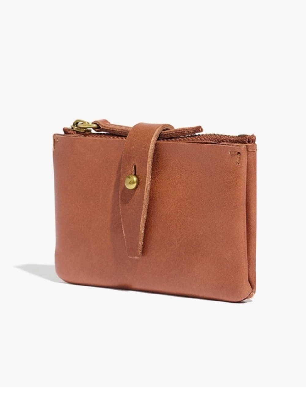 Madewell Small Leather Zip Wallet in Warm Brown